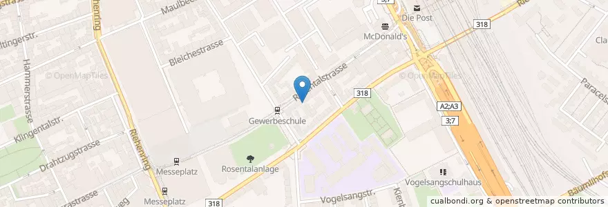 Mapa de ubicacion de Messe Basel en Schweiz/Suisse/Svizzera/Svizra, Basel-Stadt, Basel.