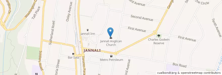 Mapa de ubicacion de Jannali Anglican Church en 澳大利亚, 新南威尔士州, Sutherland Shire Council, Sydney.