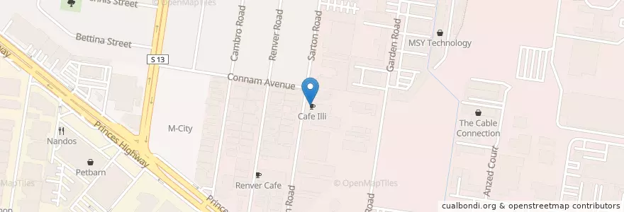 Mapa de ubicacion de Cafe Illi en Australia, Victoria, City Of Monash.