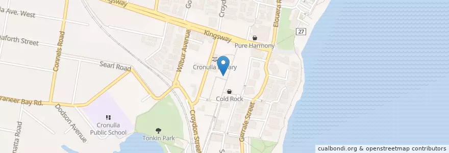 Mapa de ubicacion de Cronulla Pie Shop en Australia, New South Wales, Sutherland Shire Council, Sydney.