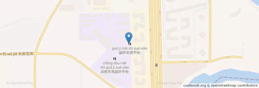 Mapa de ubicacion de 国际美视学校 en 中国, 四川省, 成都市, 武侯区, 高新南区, 桂溪街道.