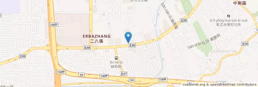 Mapa de ubicacion de 我家牛排 en 台湾, 新北市, 中和区.