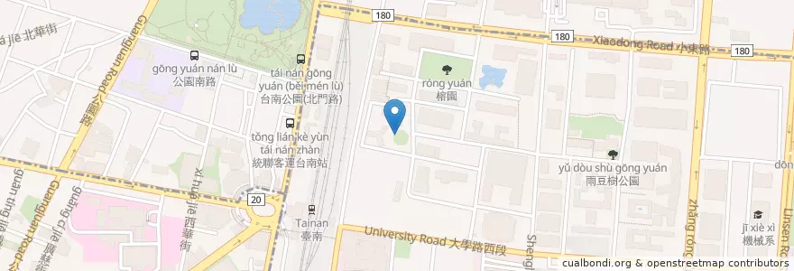Mapa de ubicacion de 宿舍停車格 en Taiwán, 臺南市, 北區, 東區.