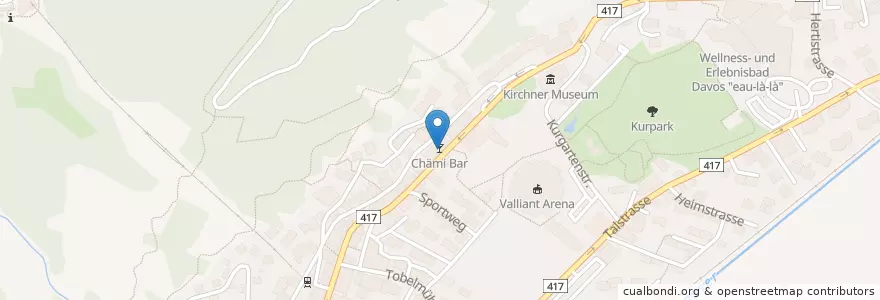 Mapa de ubicacion de Chämi Bar en Schweiz/Suisse/Svizzera/Svizra, Graubünden/Grigioni/Grischun, Prättigau/Davos, Davos.