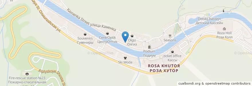 Mapa de ubicacion de Кафе-бар "Красная Поляна" en Russia, Distretto Federale Meridionale, Territorio Di Krasnodar, Городской Округ Сочи.