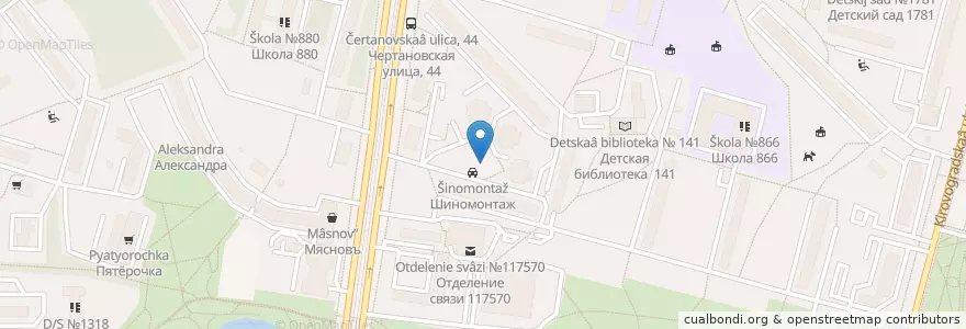Mapa de ubicacion de У Карена en Rússia, Distrito Federal Central, Москва, Южный Административный Округ, Chertanovo Tsentralnoye (Distrito).