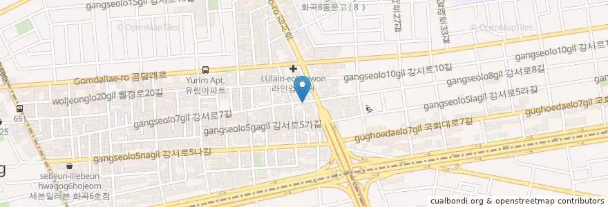 Mapa de ubicacion de 투다리 en Güney Kore, Seul, 강서구, 화곡1동.
