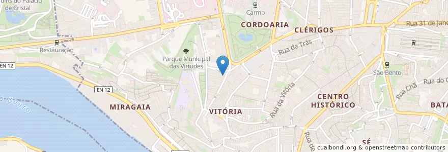Mapa de ubicacion de Vitor's en البرتغال, المنطقة الشمالية (البرتغال), Área Metropolitana Do Porto, بورتو, بورتو, Cedofeita, Santo Ildefonso, Sé, Miragaia, São Nicolau E Vitória.