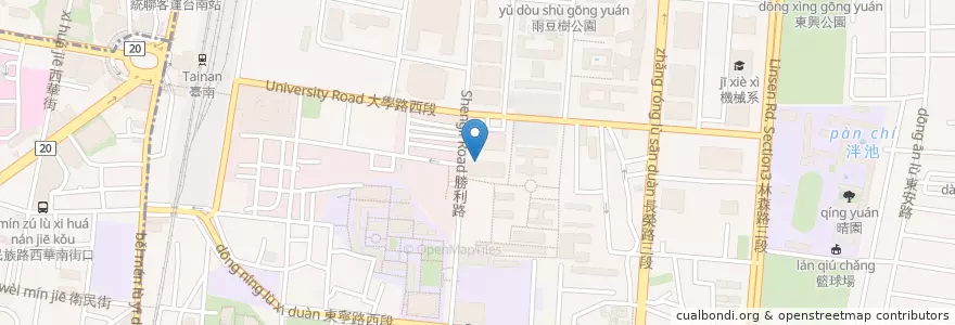 Mapa de ubicacion de 品田牧場 en 台湾, 台南市, 東区.