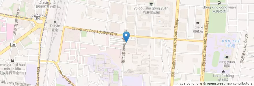 Mapa de ubicacion de 21風味館 en Taiwán, 臺南市, 東區.
