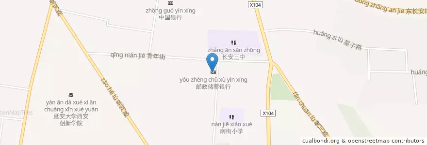 Mapa de ubicacion de 邮政储蓄银行 en China, Xianxim, 西安市, 长安区 (Chang'an).