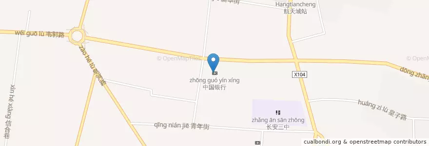 Mapa de ubicacion de 中国银行 en 중국, 산시성, 西安市, 长安区 (Chang'an).