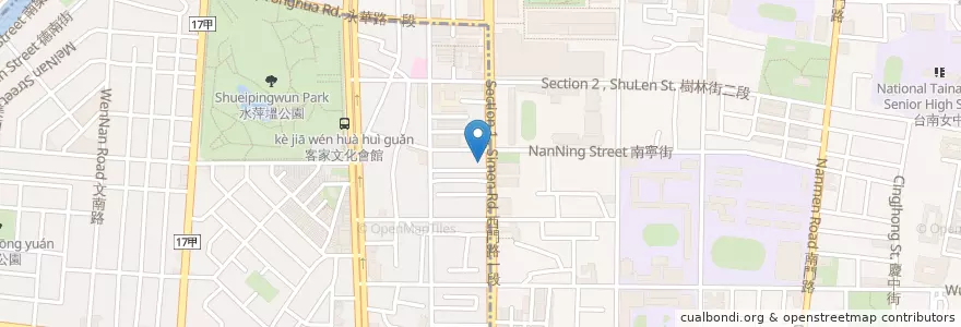 Mapa de ubicacion de 咖啡胡同 en تایوان, 臺南市, 中西區, 南區.