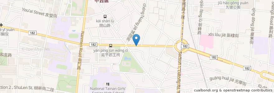 Mapa de ubicacion de 旅人關東煮 en 臺灣, 臺南市, 中西區.