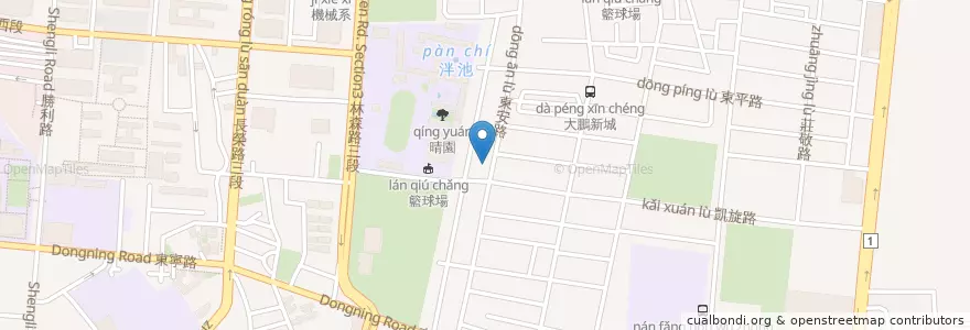 Mapa de ubicacion de 黑色香蕉 en تايوان, تاينان, 東區.