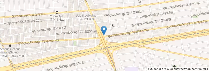 Mapa de ubicacion de 화곡공영 주차장 en 韩国/南韓, 首尔, 江西区, 화곡8동.