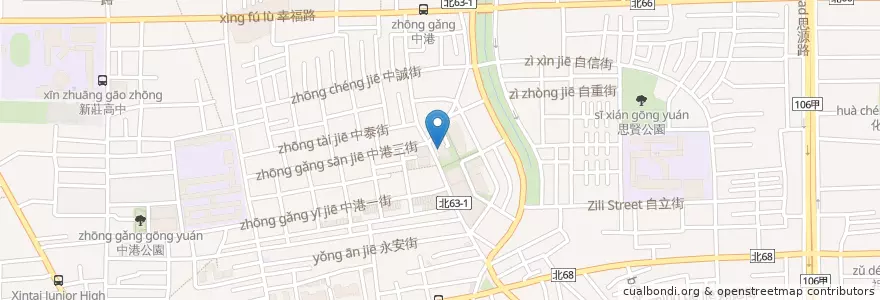 Mapa de ubicacion de 新北市立中港圖書館 en 타이완, 신베이 시, 신좡 구.