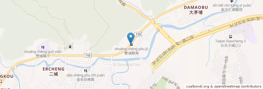 Mapa de ubicacion de 雙城郵局 en تايوان, تايبيه الجديدة, 新店區.