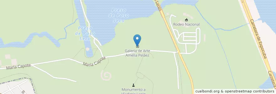 Mapa de ubicacion de Galeria de Arte Amelia Peláez en Cuba, La Habana, Arroyo Naranjo.