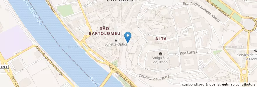 Mapa de ubicacion de Fangas Maior en Portugal, Centro, Baixo Mondego, Coimbra, Coimbra, Sé Nova, Santa Cruz, Almedina E São Bartolomeu.