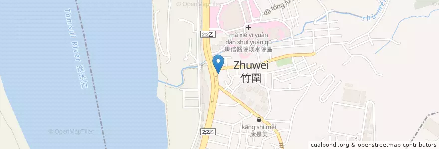 Mapa de ubicacion de 鬍鬚張 en 臺灣, 新北市, 淡水區.