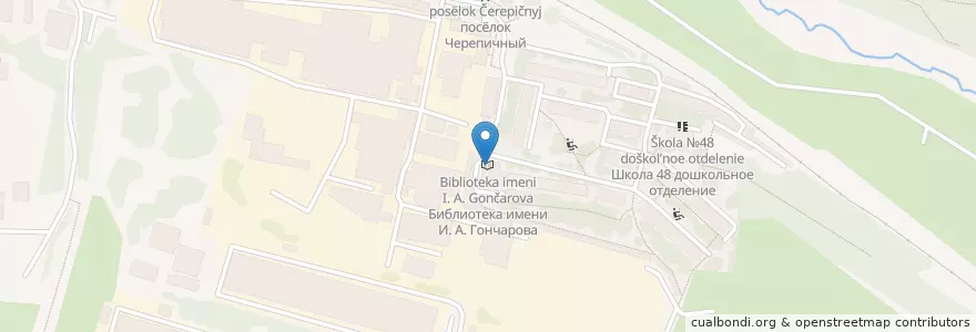 Mapa de ubicacion de Библиотека имени И. А. Гончарова en ロシア, 沿ヴォルガ連邦管区, ニジニ・ノヴゴロド州, ニジニ・ノヴゴロド管区.