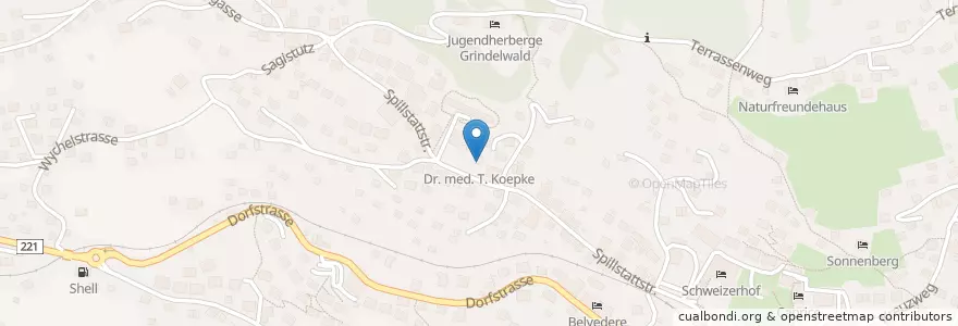Mapa de ubicacion de Dr. med. T. Koepke en Suíça, Berna, Verwaltungsregion Oberland, Verwaltungskreis Interlaken-Oberhasli, Grindelwald.