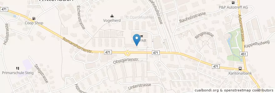 Mapa de ubicacion de Postfinance en سوئیس, Sankt Gallen, Wahlkreis St. Gallen, Wittenbach.