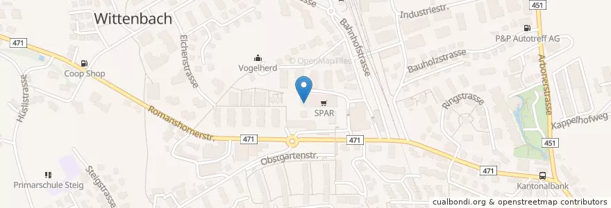 Mapa de ubicacion de Pizzeria Arrabiata en Schweiz, Sankt Gallen, Wahlkreis St. Gallen, Wittenbach.