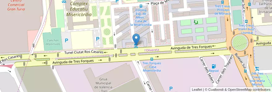 Mapa de ubicacion de 262 Tres Forques - Colònia Espanyola de Mèxic en Espagne, Communauté Valencienne, Valence, Comarca De València, Valence.
