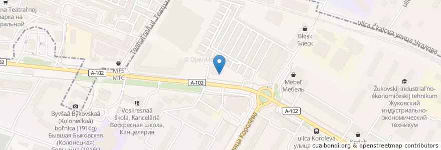 Mapa de ubicacion de Почтовый терминал Qiwi en Rusia, Distrito Federal Central, Óblast De Moscú, Раменский Городской Округ, Городской Округ Жуковский.