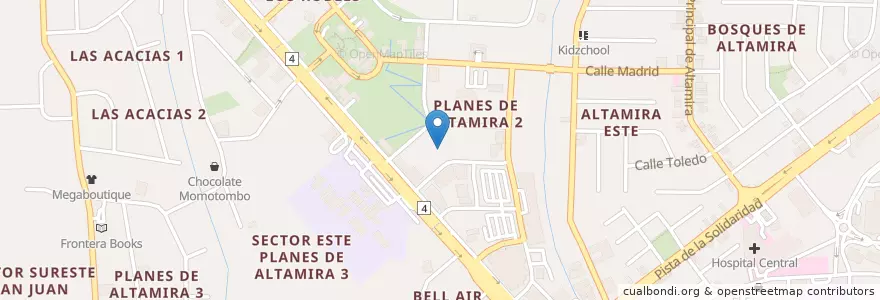 Mapa de ubicacion de Hot Shots Sports Bar en Nicaragua, Departamento De Managua, Managua (Municipio).