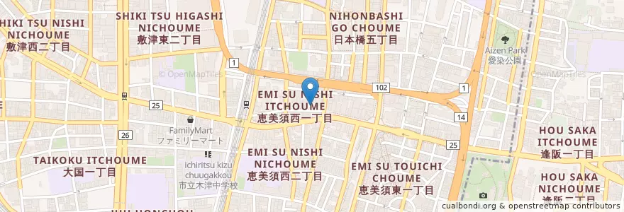 Mapa de ubicacion de 浪速寺 en Japón, Prefectura De Osaka, Osaka, 浪速区.