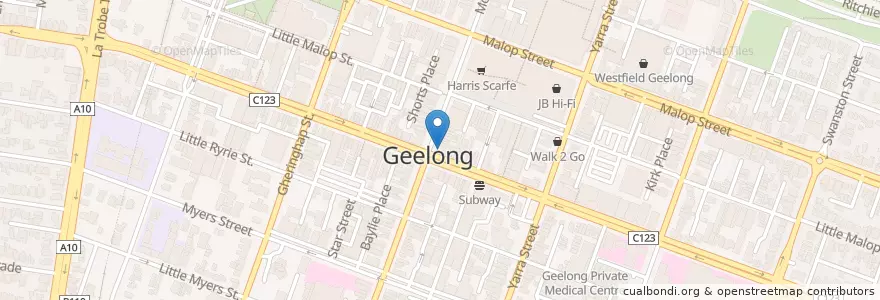 Mapa de ubicacion de Basement Bar en Австралия, Виктория, City Of Greater Geelong.