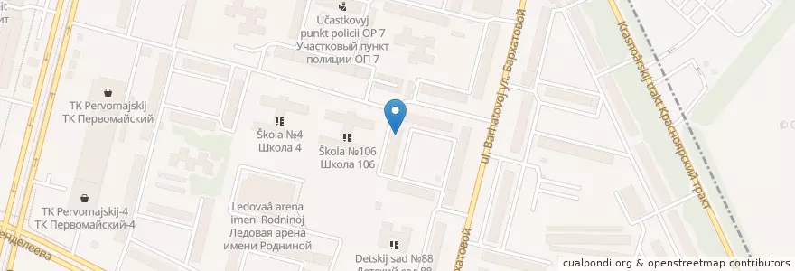 Mapa de ubicacion de Стоматология на Бархатовой en Russia, Siberian Federal District, Omsk Oblast, Omsky District, Городской Округ Омск.
