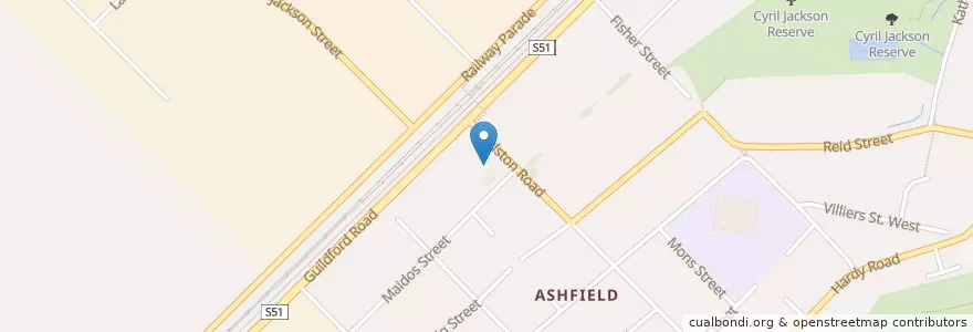 Mapa de ubicacion de Ashfield Istanbul en Avustralya, Western Australia.