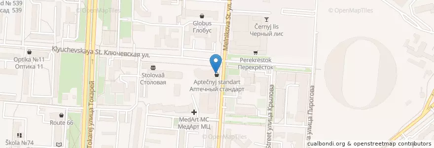 Mapa de ubicacion de Аптечный стандарт en Russie, District Fédéral De L'Oural, Oblast De Sverdlovsk, Городской Округ Екатеринбург.