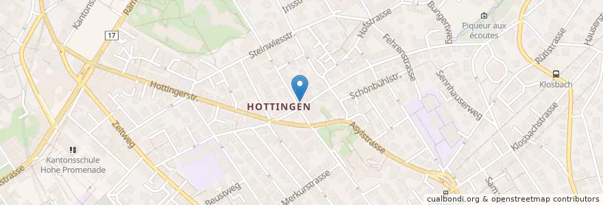 Mapa de ubicacion de Dropa Hottingen en Svizzera, Zurigo, Distretto Di Zurigo, Zurigo.