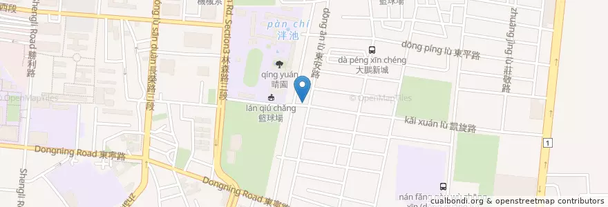 Mapa de ubicacion de 綠麥田輕食 en 臺灣, 臺南市, 東區.