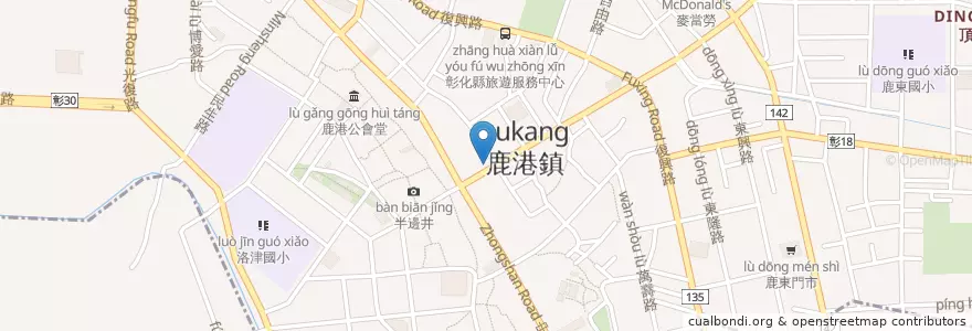 Mapa de ubicacion de 中鹿客運鹿港站 en Tayvan, 臺灣省, Changhua, 鹿港鎮.