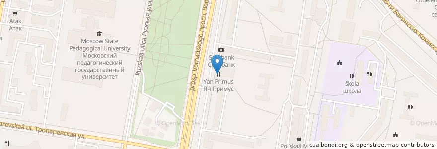 Mapa de ubicacion de Ян Примус en Rússia, Distrito Federal Central, Москва, Западный Административный Округ, Район Тропарёво-Никулино.