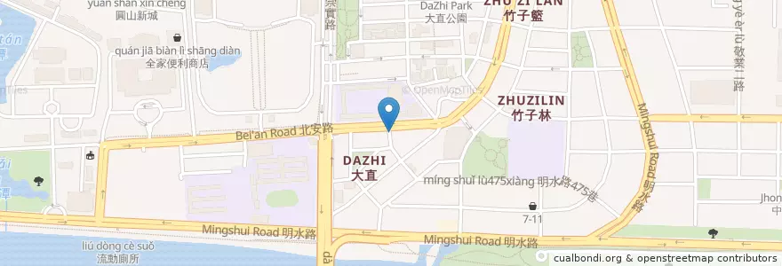 Mapa de ubicacion de 麻油雞 麵線 廣東粥 en Taiwan, 新北市, Taipei, 中山區.
