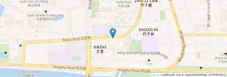 Mapa de ubicacion de 二派克脆皮雞排 en Taïwan, Nouveau Taipei, Taipei, District De Zhongshan.