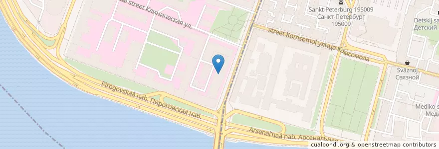Mapa de ubicacion de Клиника инфекционных болезней en Russia, Северо-Западный Федеральный Округ, Oblast' Di Leningrado, San Pietroburgo, Финляндский Округ.