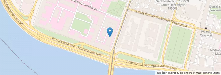 Mapa de ubicacion de Клиника кожных болезней en Rusland, Северо-Западный Федеральный Округ, Oblast Leningrad, Sint-Petersburg, Финляндский Округ.