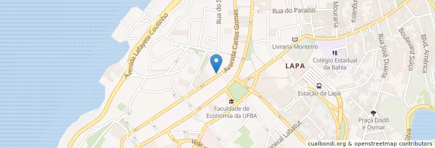 Mapa de ubicacion de Farmácia do Trabalhador en 브라질, 북동지방, 바이아, Região Metropolitana De Salvador, Região Geográfica Intermediária De Salvador, Microrregião De Salvador, 사우바도르.