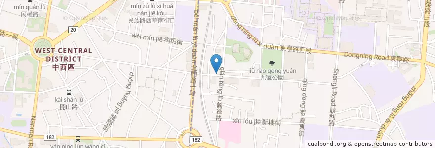 Mapa de ubicacion de 劉哥麵店 en Taiwan, Tainan, 東區.