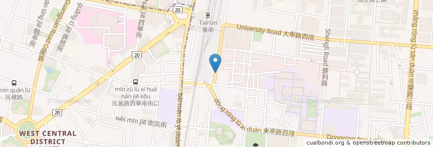 Mapa de ubicacion de 平價牛排 en 臺灣, 臺南市, 東區.