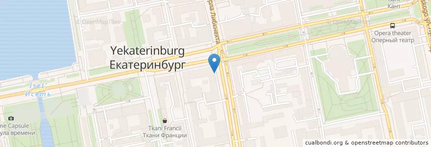 Mapa de ubicacion de Велостоянка Евросети en Russland, Föderationskreis Ural, Oblast Swerdlowsk, Городской Округ Екатеринбург.