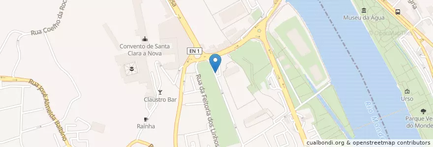 Mapa de ubicacion de Café Snack Bar Rainha Santa en Portugal, Centre, Baixo Mondego, Coïmbre, Coïmbre, Santa Clara E Castelo Viegas.